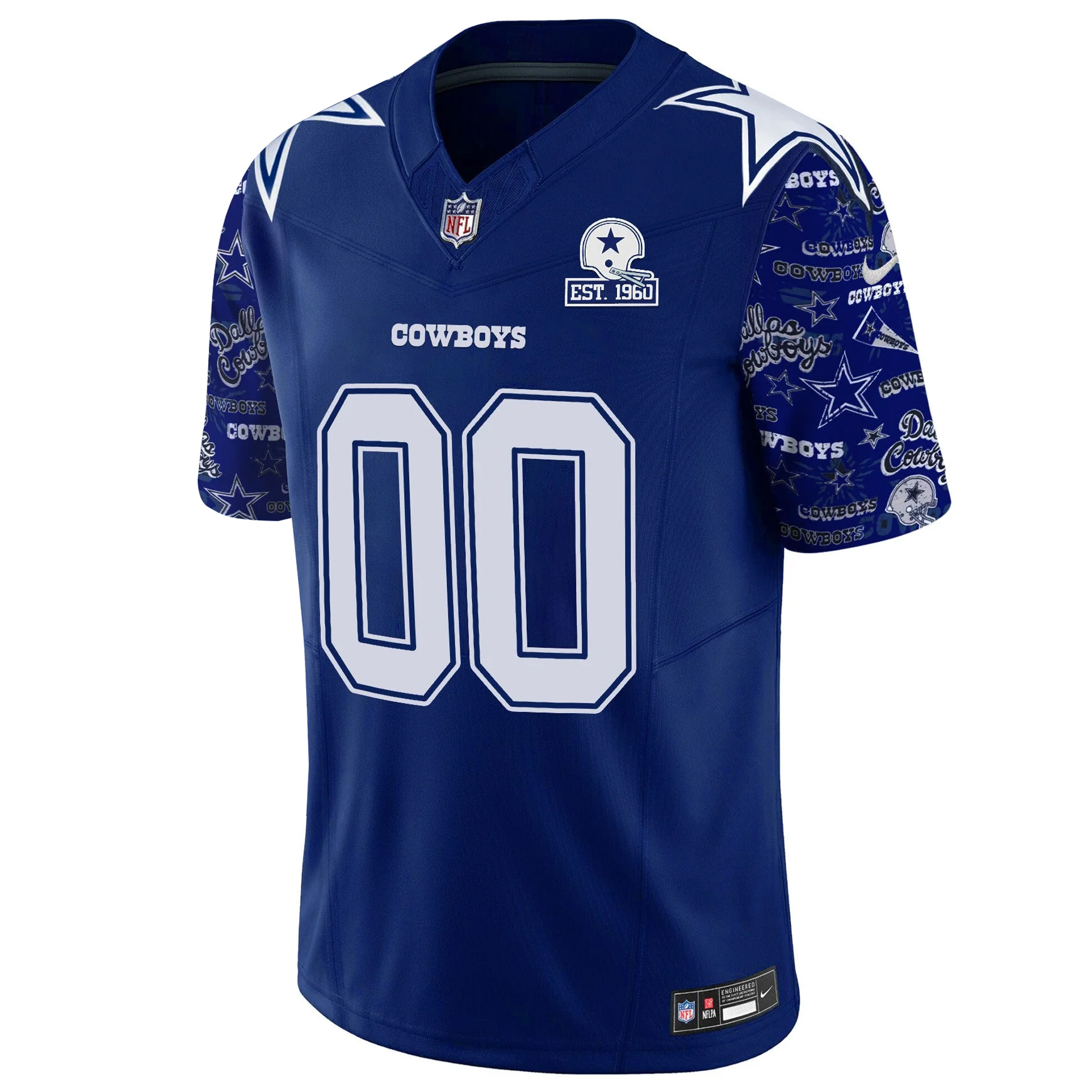 Custom Dallas Cowboys Pattern Royal Limited Jersey - All Stitched - Image 2
