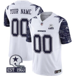 Custom Dallas Cowboys Pattern Navy Sleeve Limited Jersey - All Stitched