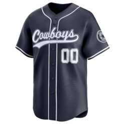 Alternative view of Custom Dallas Cowboys Navy Baseball Jersey - All Stitched