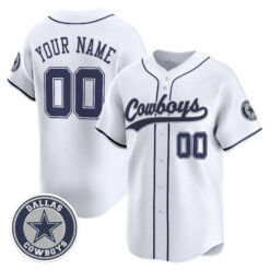 Custom Dallas Cowboys White Baseball Jersey - All Stitched