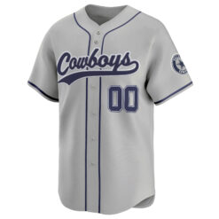 Alternative view of Custom Dallas Cowboys Grey Baseball Jersey - All Stitched