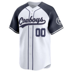 Alternative view of Custom Dallas Cowboys Navy Alternate Baseball Jersey - All Stitched