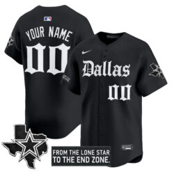 Custom Dallas Cowboys Gothic Lone Star Edition Black Baseball Jersey - All Stitched