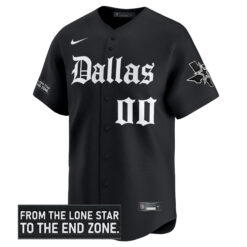 Alternative view of Custom Dallas Cowboys Gothic Lone Star Edition Black Baseball Jersey - All Stitched