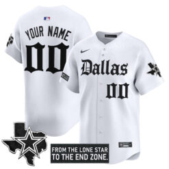 Custom Dallas Cowboys Gothic Lone Star Edition White Baseball Jersey - All Stitched