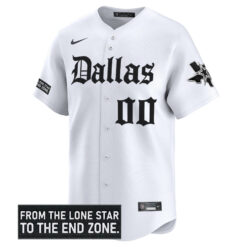 Alternative view of Custom Dallas Cowboys Gothic Lone Star Edition White Baseball Jersey - All Stitched