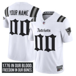 Custom New England Patriots Gothic Revolution Edition White Vapor F.U.S.E Limited Jersey - All Stitched