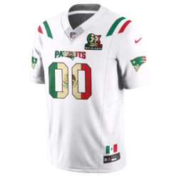 Alternative view of Custom New England Patriots Mexico White Limited Jersey - All Stitched