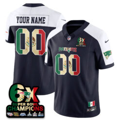Custom New England Patriots Mexico Navy Alternate Limited Jersey - All Stitched
