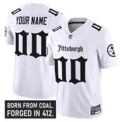 Custom Pittsburgh Steelers Gothic Steel City White Vapor F.U.S.E Limited Jersey - All Stitched