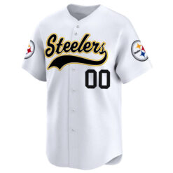 Alternative view of Custom Pittsburgh Steelers White 2025 Baseball Jersey - All Stitched