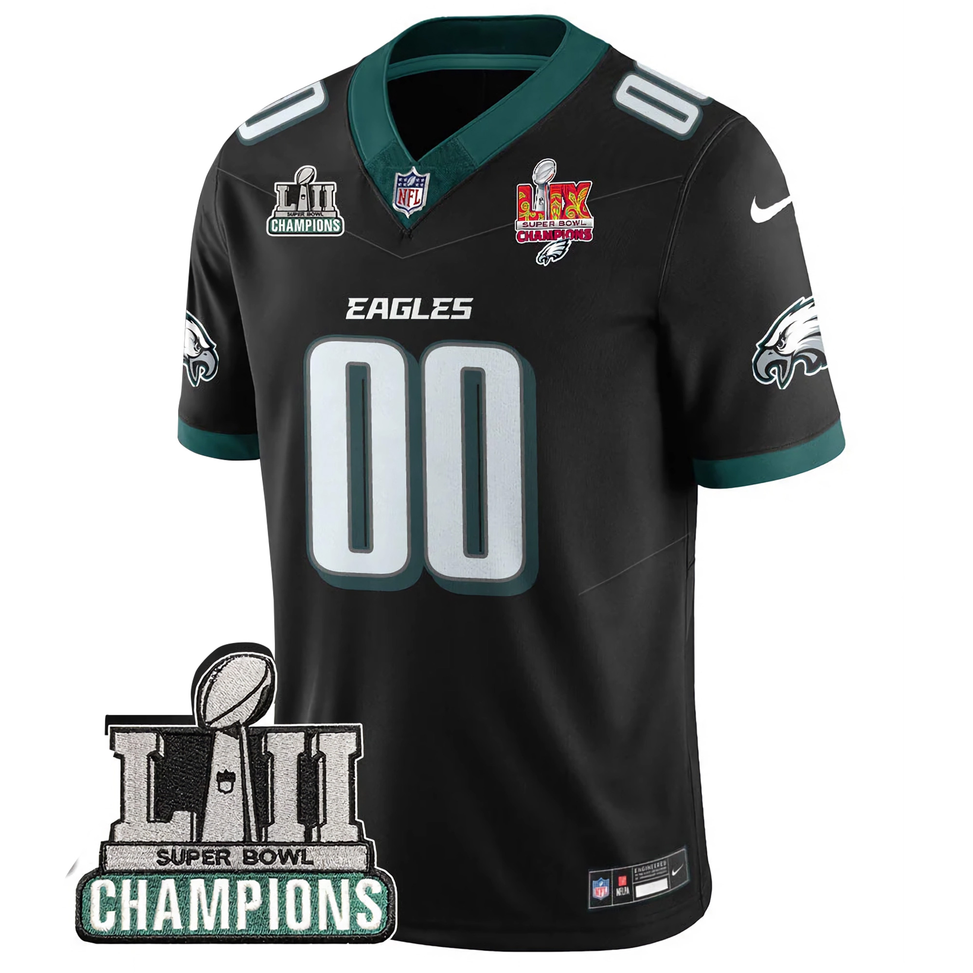 Custom Philadelphia Eagles Super Bowl LII LIX Champions Black Vapor F.U.S.E Limited Jersey - All Stitched - Image 2