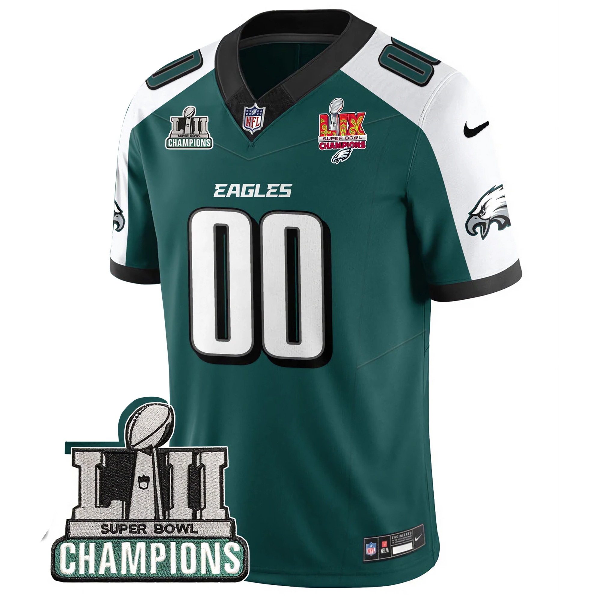 Custom Philadelphia Eagles Super Bowl LII LIX Champions Midnight Green Alternate Vapor F.U.S.E Limited Jersey - All Stitched - Image 2