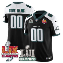 Custom Philadelphia Eagles Super Bowl LII LIX Champions Black Alternate Vapor F.U.S.E Limited Jersey - All Stitched