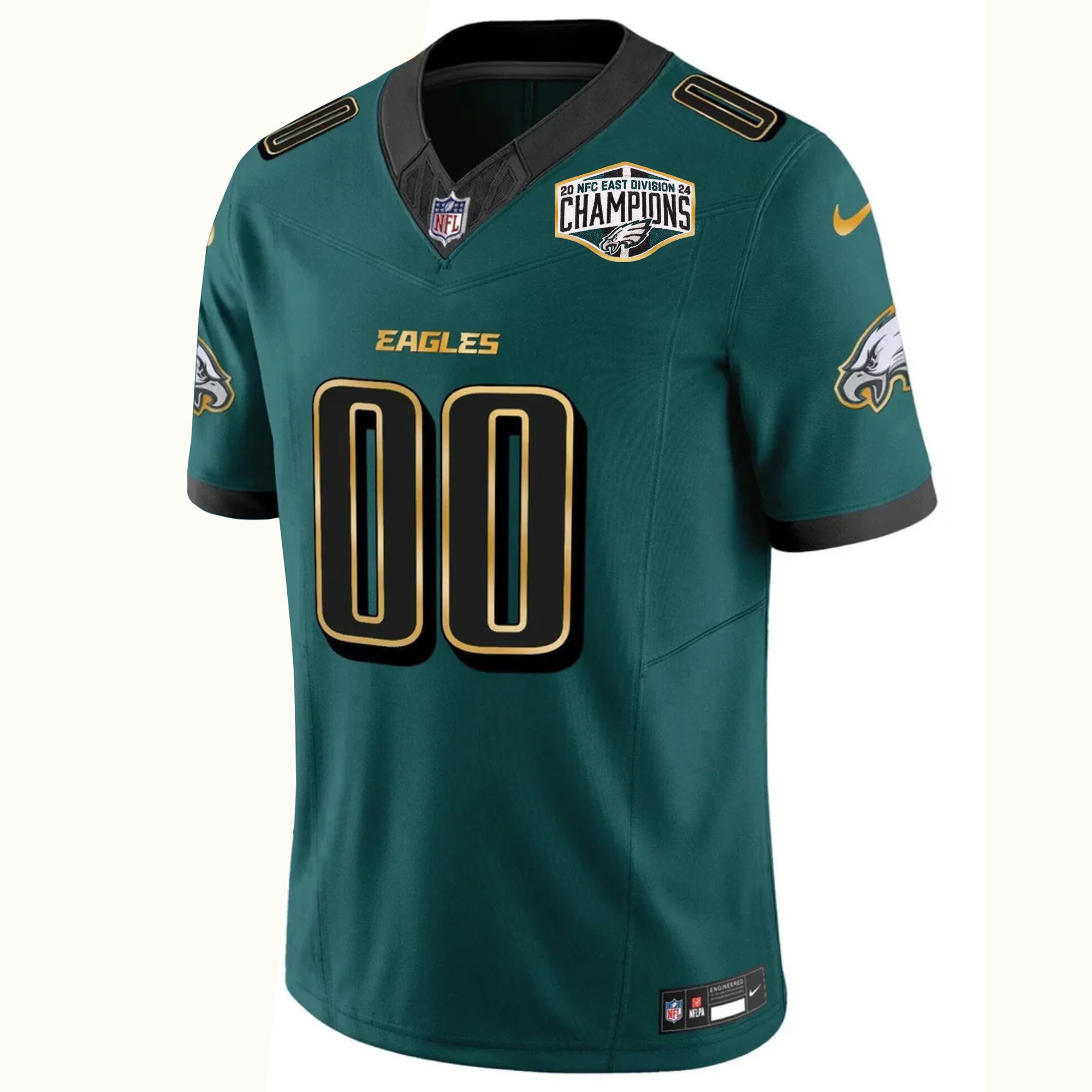 Custom Philadelphia Eagles 2024 NFC East Division Champions Midnight Green Gold Trim Vapor F.U.S.E Limited Jersey - All Stitched - Image 2