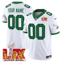 Custom Philadelphia Eagles St.Patrick's Day Super Bowl LIX White Vapor F.U.S.E Limited Jersey - All Stitched