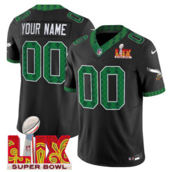 Custom Philadelphia Eagles St.Patrick's Day Super Bowl LIX Black Vapor F.U.S.E Limited Jersey - All Stitched
