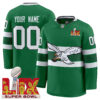 Custom Philadelphia Eagles Kelly Green Throwback Premium Hockey Jersey - All Stitched