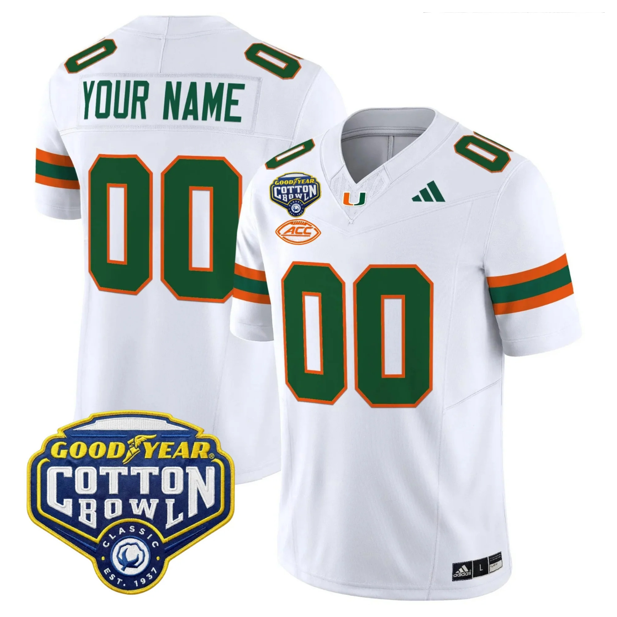 Custom Miami Hurricanes Football 2025 Goodyear Cotton Bowl White Limited Jersey - All Stitched