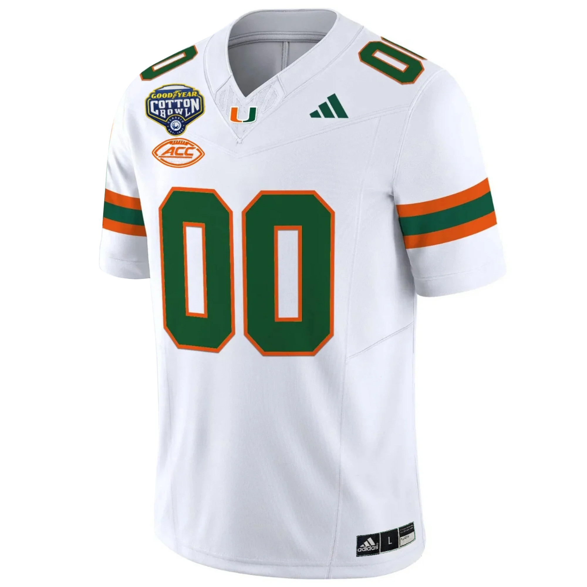 Custom Miami Hurricanes Football 2025 Goodyear Cotton Bowl White Limited Jersey - All Stitched - Image 2
