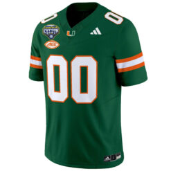 Alternative view of Custom Miami Hurricanes Football 2025 Goodyear Cotton Bowl Green Limited Jersey - All Stitched