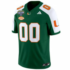 Alternative view of Custom Miami Hurricanes Football 2025 Goodyear Cotton Bowl Green Alternate Limited Jersey - All Stitched