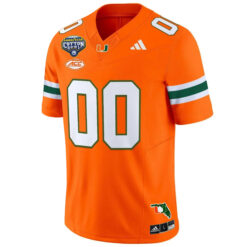 Alternative view of Custom Miami Hurricanes Football 2025 Goodyear Cotton Bowl Florida Patch Orange Limited Jersey - All Stitched