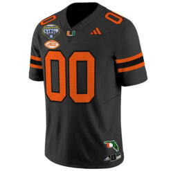 Alternative view of Custom Miami Hurricanes Football 2025 Goodyear Cotton Bowl Florida Patch Black Limited Jersey - All Stitched