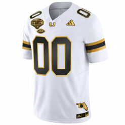 Alternative view of Custom Miami Hurricanes Football 2025 Goodyear Cotton Bowl White Gold Jersey - All Stitched