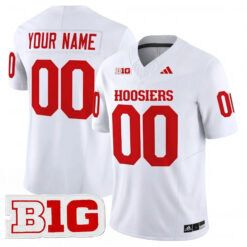 Custom Indiana Hoosiers Football White Vapor F.U.S.E Limited Jersey w/ B1G Patch - All Stitched