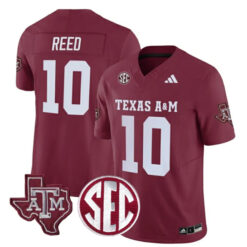 Marcel Reed Texas A&M Aggies Football Maroon Home Jersey w/ SEC Patch - All Stitched