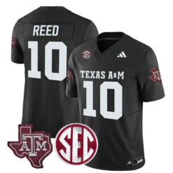 Marcel Reed Texas A&M Aggies Football Black Alternate Jersey w/ SEC Patch - All Stitched