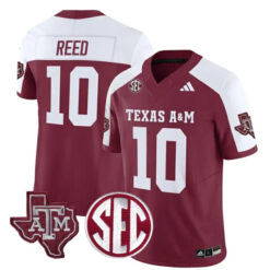 Marcel Reed Texas A&M Aggies Football Alternate Maroon Jersey w/ SEC Patch - All Stitched
