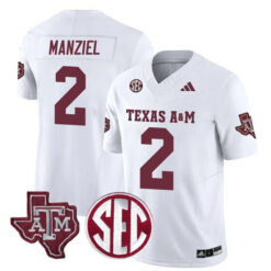 Johnny Manziel Texas A&M Aggies Football White Away Jersey w/ SEC Patch - All Stitched