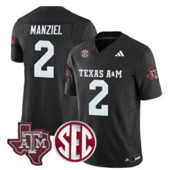 Johnny Manziel Texas A&M Aggies Football Black Alternate Jersey w/ SEC Patch - All Stitched