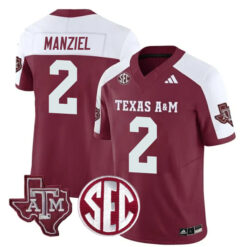 Johnny Manziel Texas A&M Aggies Football Alternate Maroon Jersey w/ SEC Patch - All Stitched