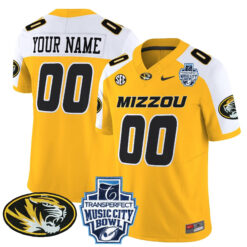 Custom Missouri Tigers Football Music City Bowl Gold Alternate Vapor F.U.S.E Limited Jersey - All Stitched