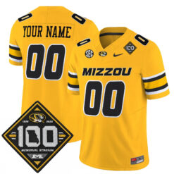 Custom Missouri Tigers Football 100th Stadium Anniversary Gold Vapor F.U.S.E Limited Jersey - All Stitched