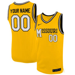 Custom Missouri Tigers Basketball Gold Alternate Jersey - All Stitched