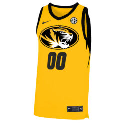 Alternative view of Custom Missouri Tigers Basketball Gold Alternate Jersey w/ SEC Patch - All Stitched