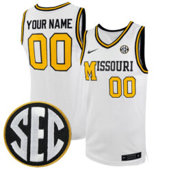 Custom Missouri Tigers Basketball White Special Jersey w/ SEC Patch - All Stitched