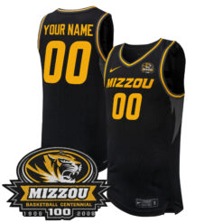 Custom Missouri Tigers Basketball 100th Anniversary Black Away Jersey - All Stitched