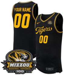 Custom Missouri Tigers Basketball 100th Anniversary Black Away Jersey - All Stitched