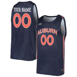 Custom Auburn Tigers Basketball 2021/22 Navy Away Jersey - All Stitched