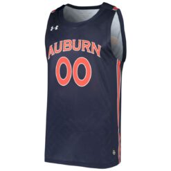 Alternative view of Custom Auburn Tigers Basketball 2021/22 Navy Away Jersey - All Stitched