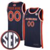 Custom Auburn Tigers Basketball 2025/26 Navy Away Jersey w/ SEC Patch - All Stitched