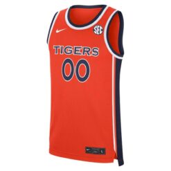 Alternative view of Custom Auburn Tigers Basketball 2025/26 Orange Alternate Jersey w/ SEC Patch - All Stitched