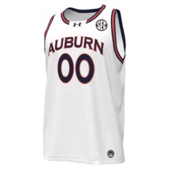 Alternative view of Custom Auburn Tigers Basketball 2024/25 White Home Jersey w/ SEC Patch - All Stitched