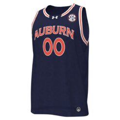 Alternative view of Custom Auburn Tigers Basketball 2024/25 Navy Away Jersey w/ SEC Patch - All Stitched