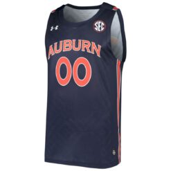 Alternative view of Custom Auburn Tigers Basketball 2021/22 Navy Away Jersey w/ SEC Patch - All Stitched